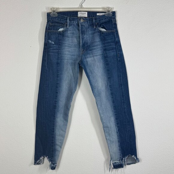 Frame Denim Jeans Nouveau Le Mix Straight Leg Distressed Size 28 Two Tone - Picture 1 of 12